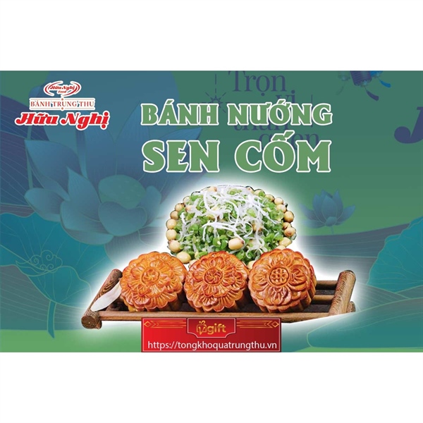 Bánh trung thu - Bánh nướng sen cốm Hữu Nghị
