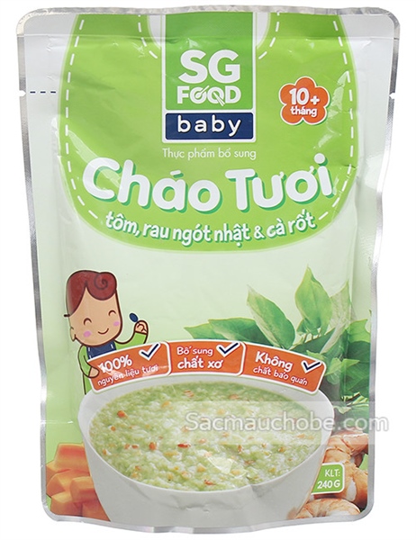 Cháo SG Food baby (tôm-rau ngót nhật-cà rốt) 240g