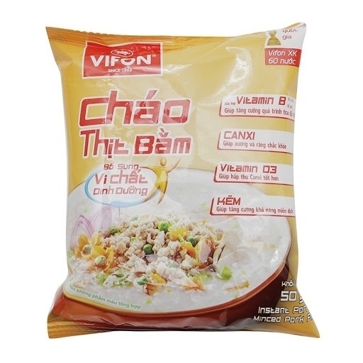 CHÁO THỊT BẰM DINH DƯỠNG ĂN LIỀN VIFON GÓI 50G7