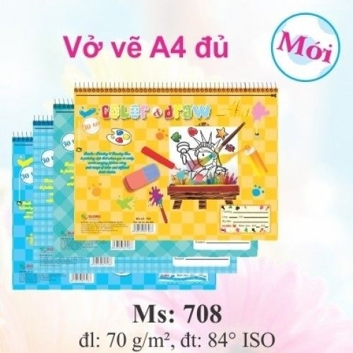 VỞ VẼ A4 KLONG LÒ XO NGANG LẬT DỌC 30T MS 708