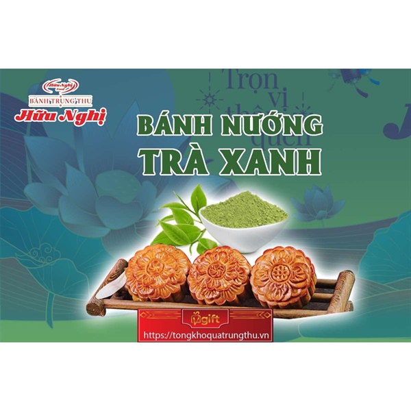 Bánh trung thu - Bánh nướng trà xanh matcha Hữu Nghị (HN.NTXM180)