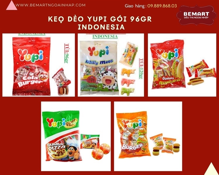 KẸO DẺO YUPI VỊ COLA BURGER GÓI 96GR