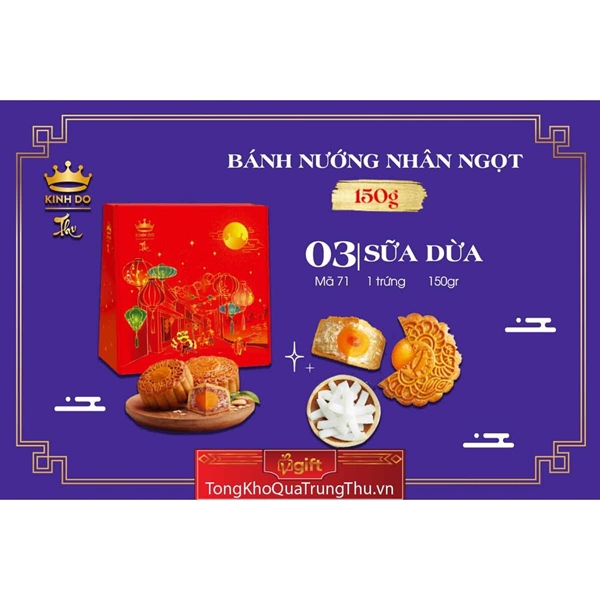 Bánh trung thu - Bánh nướng sữa dừa 1 trứng Kinh Đô (KD.71)