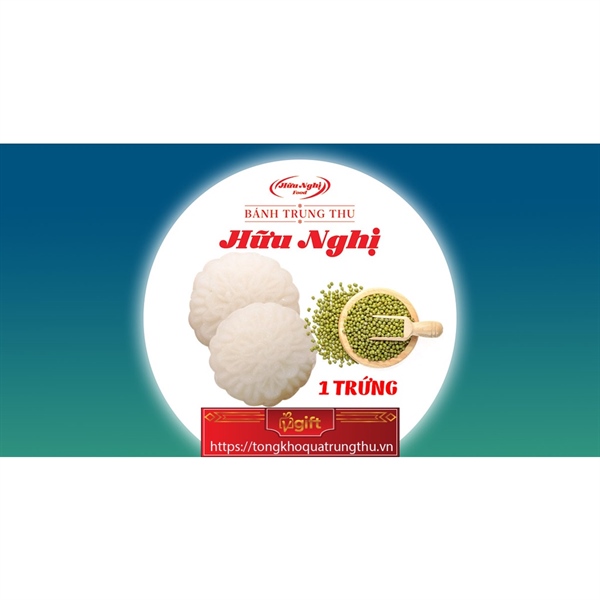 Bánh trung thu - Bánh dẻo đậu xanh 1 trứng Hữu Nghị (HN.DDX1T180)