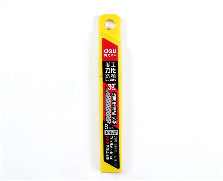 Lưỡi dao nhỏ DELI 30 độ (E2015_Lưỡi dao rọc giấy_Màu bạc) (10 cái/hộp)