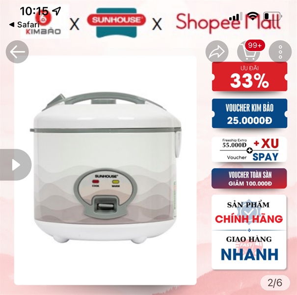 Nồi cơm SUNHOUSE SHD 8602