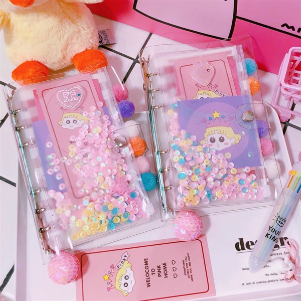 Sổ tay nhật kí tiểu thư sequins màu hồng