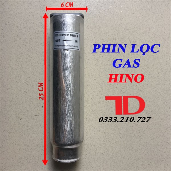 TKL - Phin lọc nhôm HINO phi 60x250,Phin Lọc Gas Xe HINO, B*SU07 - Phin lọc nhôm TOYOTA R134 dài phi 60x250mm