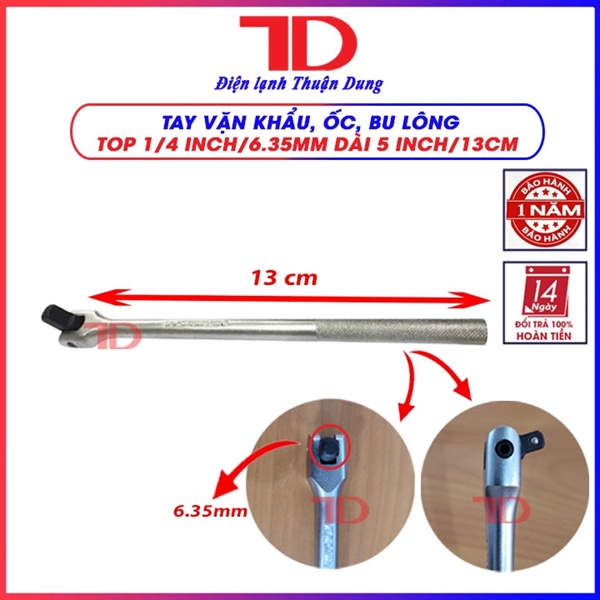 Cần siết lắc léo , Vặn bu lông 1/4inch(6.35mm) dài 5inch (130mm) TOP thép CR-V