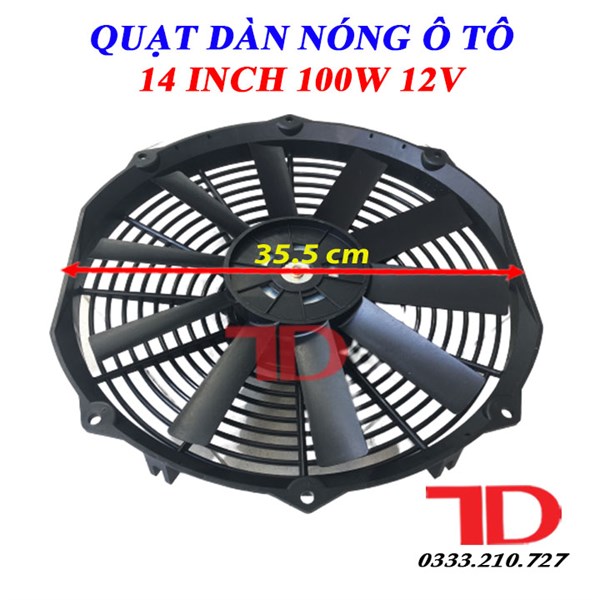 Quạt chế mô tơ trần 14 inch 100W 12V cánh thẳng hàng xịn (S8214-12)