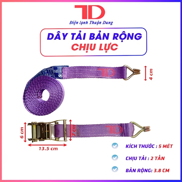 Dây tải bản rộng 3.8cm dài 5m chịu lực 2 tấn