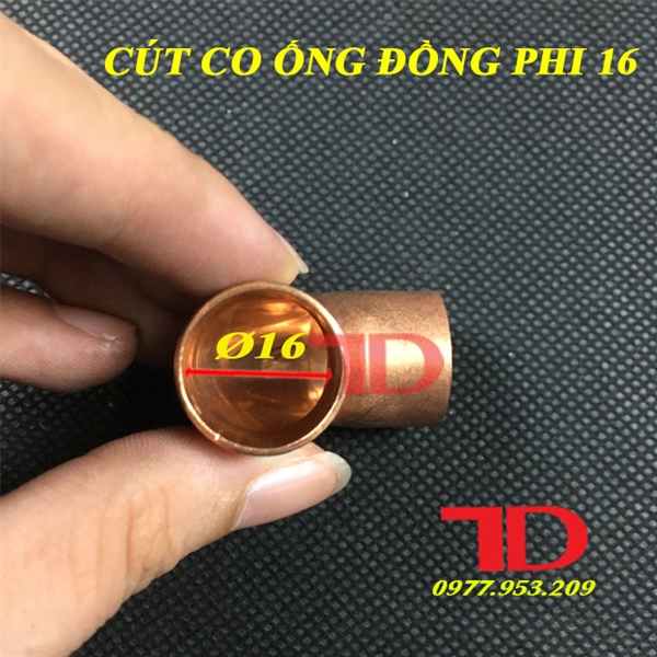 Cút hàn nối ống đồng góc vuông 90 độ phi 16 - Co ống đồng phi 12