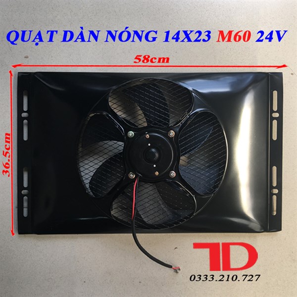 Quạt dàn nóng 14x23 loại 4 ốc mô tơ lồi 120W - 24V Model M60