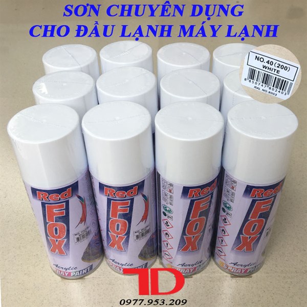 Sơn redfox trắng 200 - SƠN CHUYÊN DỤNG CHO ĐẦU LẠNH MÁY LẠNH WHITE 200 NO40 (12 chai/thùng)