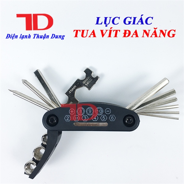 Lục giác (6 đầu lục giác từ 2-6, tua vít 2 cạnh, 4 cạnh, đầu khẩu 8, 9, 10, cờ lê 8,10,15)