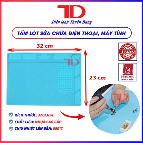 Tấm lót bằng silicon kích thước 23 x 33 chịu nhiệt, chống tĩnh điện để sửa chữa điện thoại, máy tính, điện tử