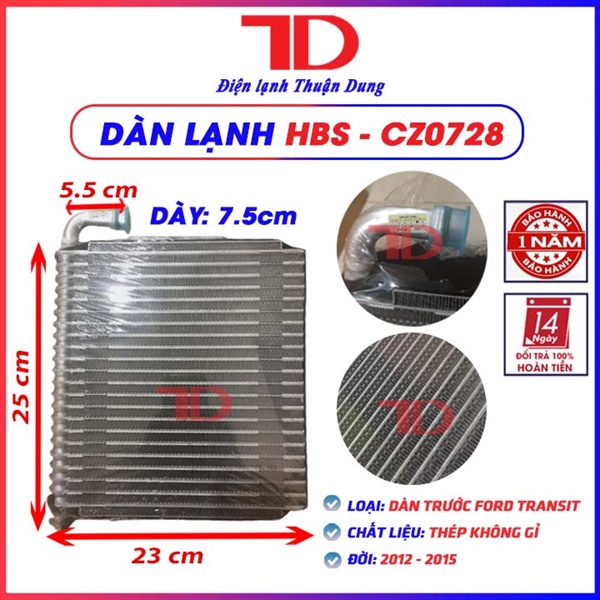 Dàn lạnh HBS - CZ0728 Dàn trước Forrd Transit 2012-2015 (6 cái /thùng)