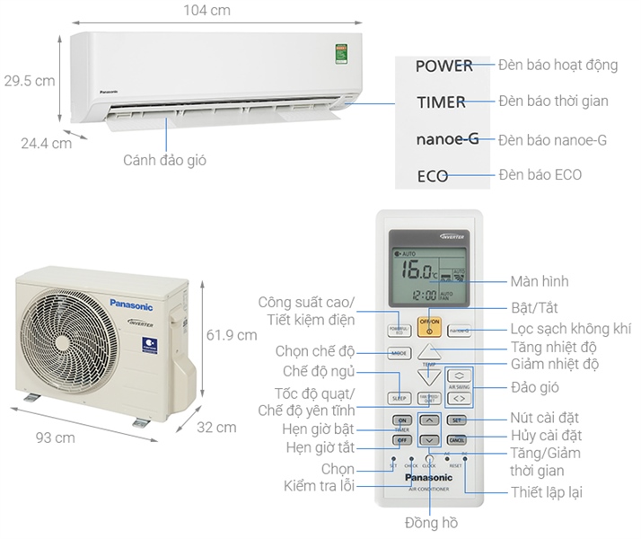 Điều hòa Panasonic inverter 18000BTU 2 chiều YZ18XKH-8