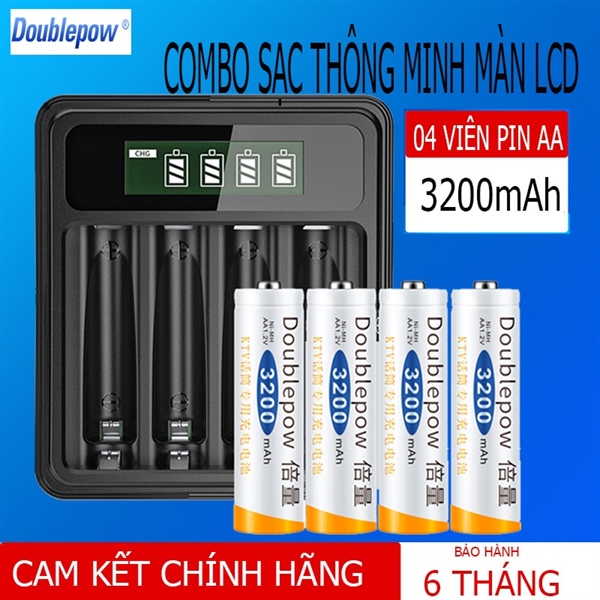 Combo củ nạp và 4 pin Doublepow 3200