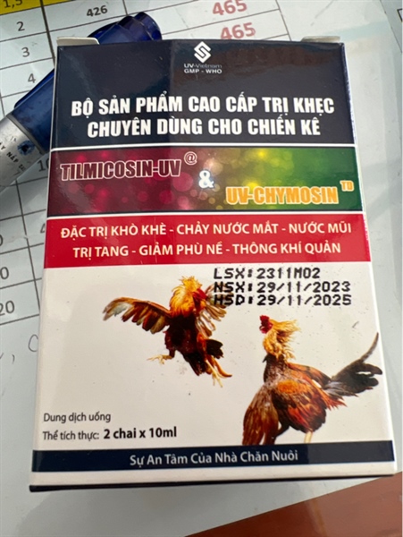 UV-TILMICOSIN 10ml ( khò khè, Thông khó quản, chảy nước mắt, mũi, tang, phù nề)