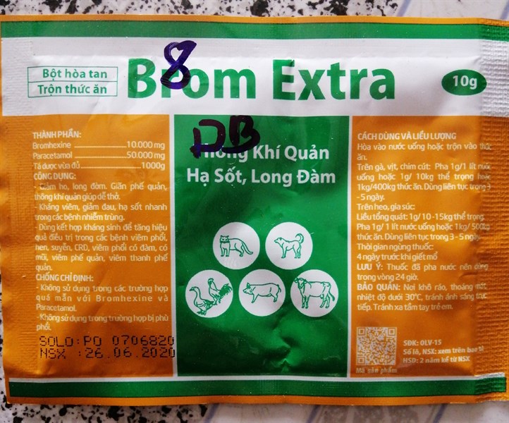 BROM EXTRA, thông khí quản, hạ sốt, long đàm 10g