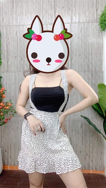 Set đầm yếm bi + áo thun Cotton lót mút ngực