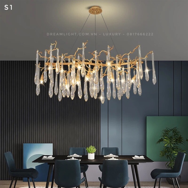 Đèn chùm dài Serip Aqua Makrama