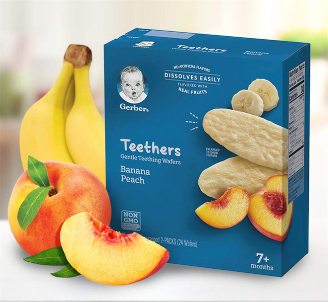 (621) GERBER TEETHERS bánh gạo ăn dặm vị chuối đào cho bé 7m+ 48g