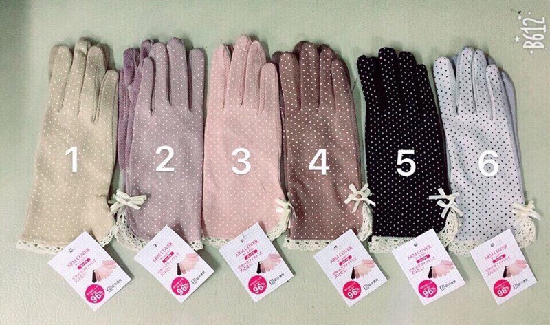Găng tay chấm bi chống UV màu ghi- Số 6