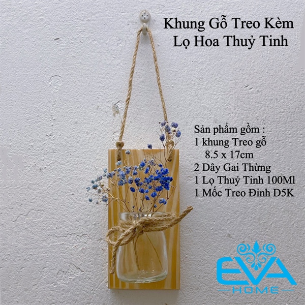 Bộ Khung Gỗ Kèm Lọ Thuỷ Tinh Và Đinh Treo Tường Trồng Cây Thuỷ Sinh - BG17CKPDLD5K