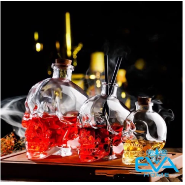 Combo 3 Bình Thuỷ Tinh Đầu Lâu Nắp Nút Bần 180 - 350 - 750 ML