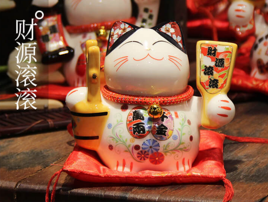 Mèo ôm xô nước 14cm TÀI LỘC - THỊNH VƯỢNG