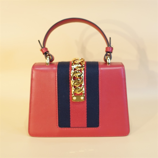 Túi xách GG đỏ phối sọc xanh đen KG+