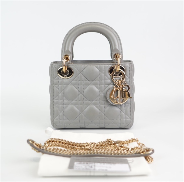 Túi Dior Lady xám size mini KG+