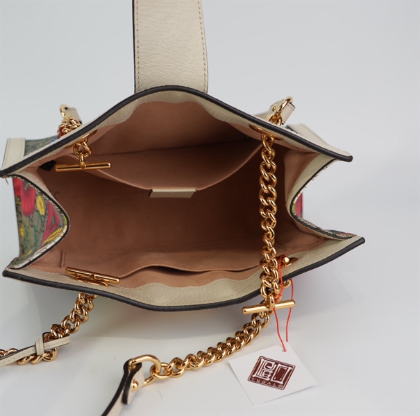 Túi GG hoa màu viền trắng sz 24 cm KG+