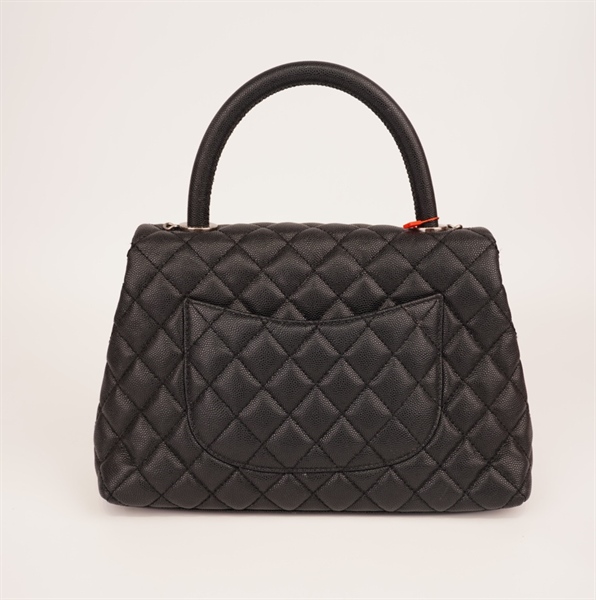 Túi Chanel Handle đen khóa trắng++