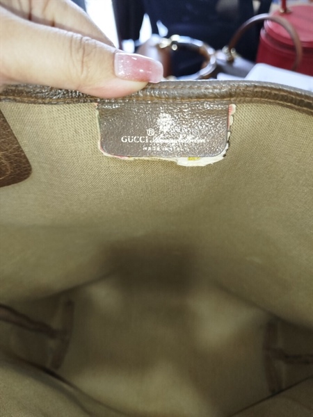 Túi GG Xám Quai Đỏ Sọc Xanh Rêu+