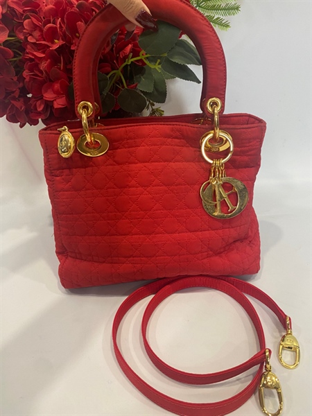 Túi lady Dior đỏ vải KG+
