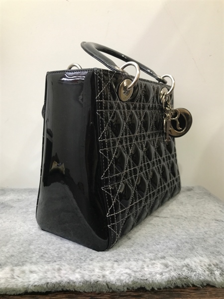 Túi Lady Dior Đen Bóng KG+