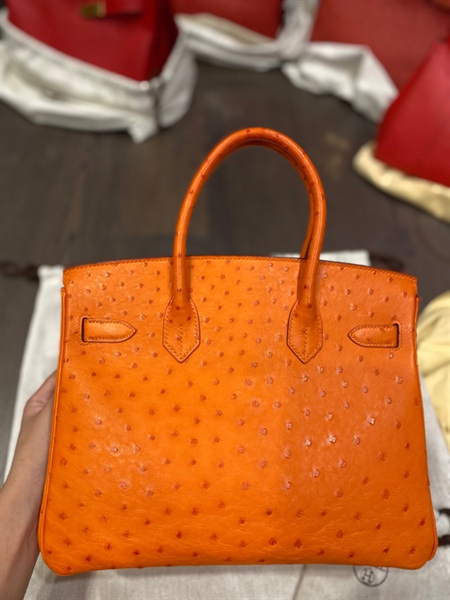 Túi Hermes đà điểu cam ổ chìa KG+