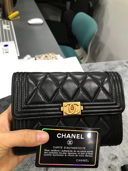 Ví Chanel Đen Da Mềm 15cm++