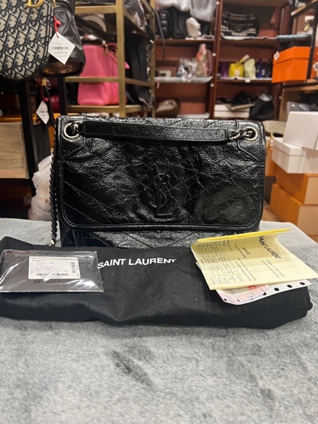 Túi YSL ĐEN da sần +