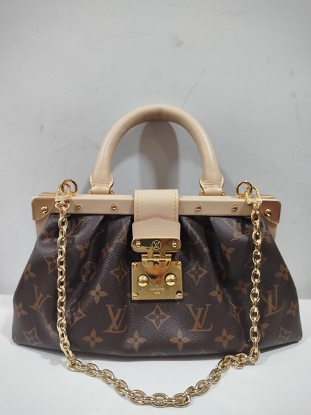Túi LV Hoa Nâu Quai Trắng+
