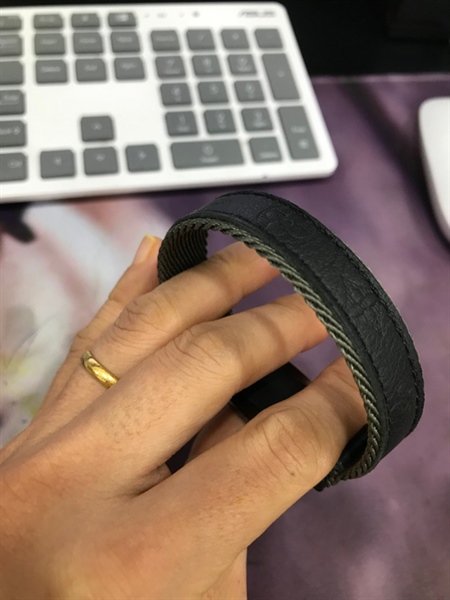 Vòng Tay LV Da Phối Vải Xanh Rêu+