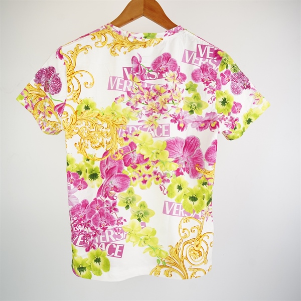 Áo thun Versace trắng in hoa KG+