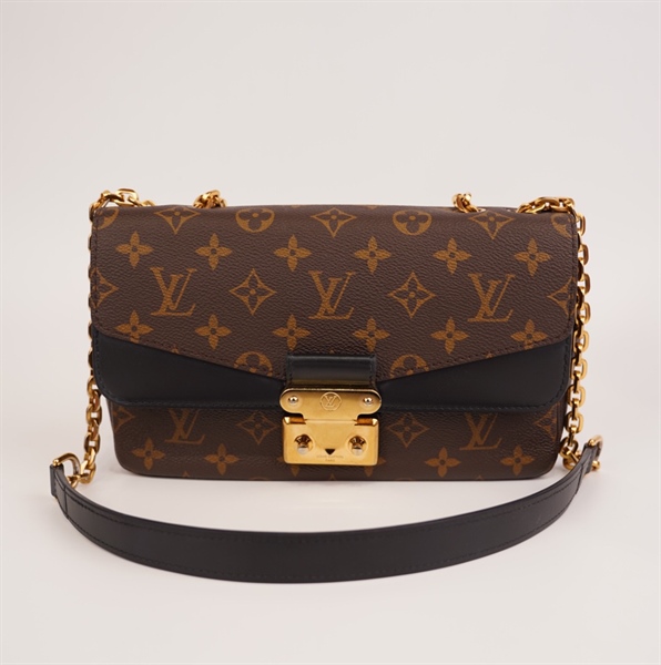 Túi LV hoa nâu phối da đen+