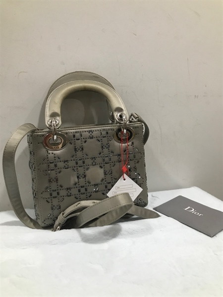 Túi Dior Lady xám size 17cm KG+
