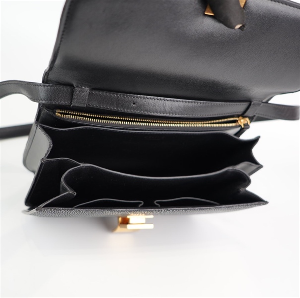 Túi Celine Classic Box chấm đen bóng khóa vàng KG+