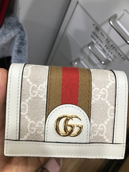 Ví GG Trắng Phối Sọc Đỏ Nâu+