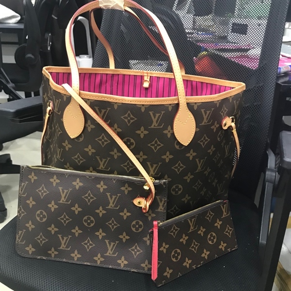 Túi LV neverfull lòng hồng kèm pound KG+